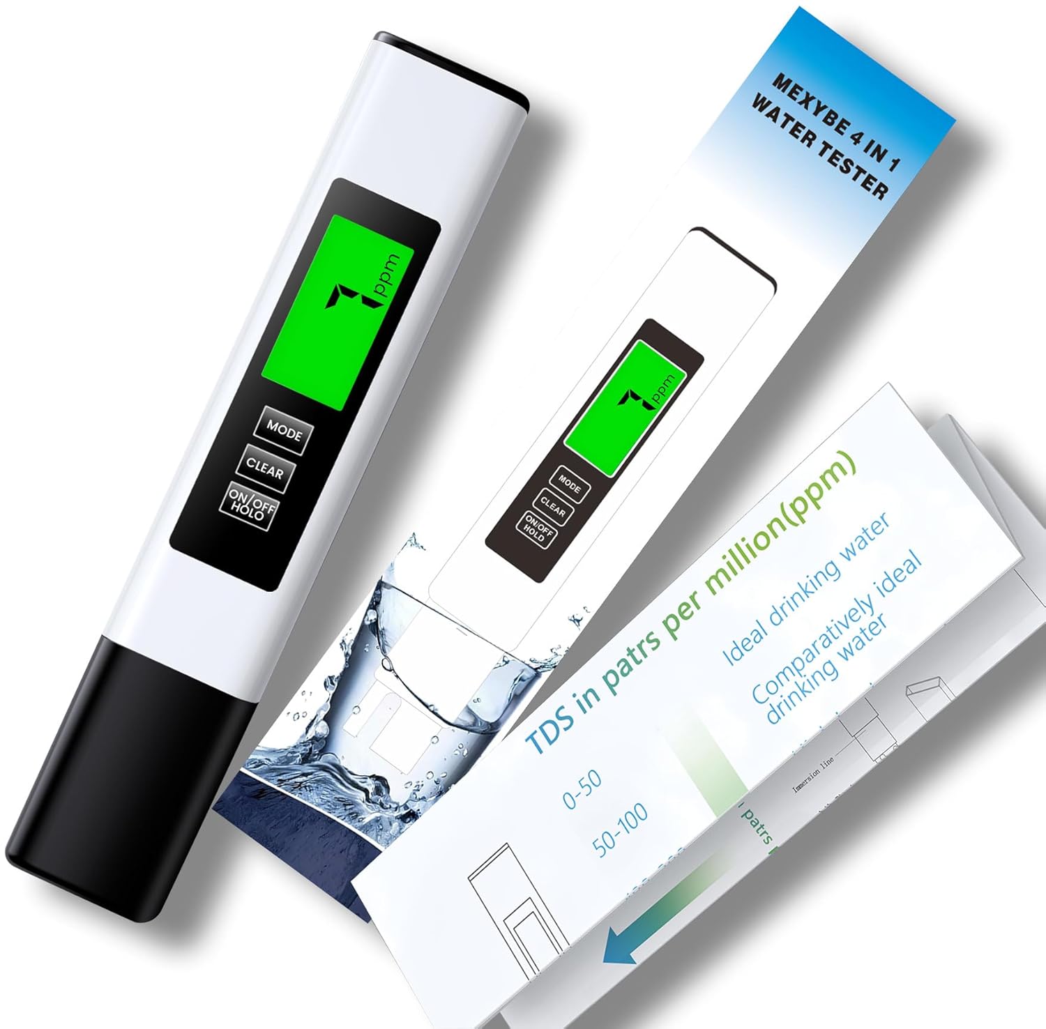 4 in 1 Tds Meter Digital Water Tester - Accurate and Reliable TDS EC & Temp(°C,°F) Meter - 0-9990ppm - Professional Testing for Drinking Water, RO/DI System, Aquariums etc